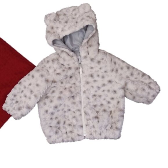 Gap Baby Faux Fur Leopard Jacket Ivory Frost - Picture 1 of 5